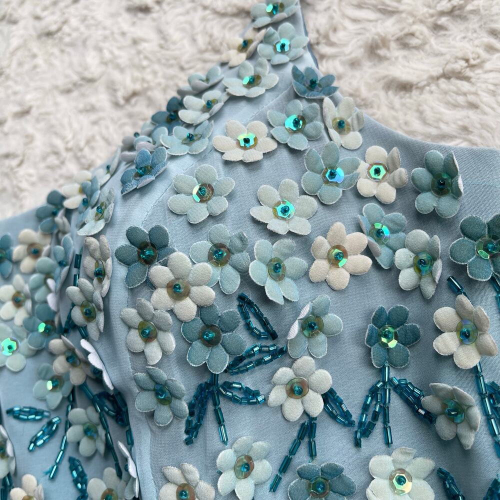 SOLD Alyce Designs vintage prom dress beaded floral sequin maxi gown long formal - Picture 10 of 17